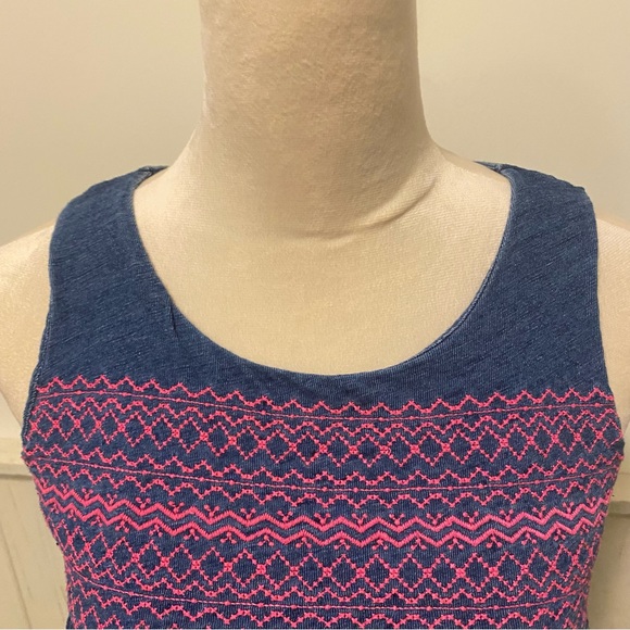 Cherokee Girls 10-12 Large Sleeveless Blue Pink Buttoned Tee - Picture 6 of 12